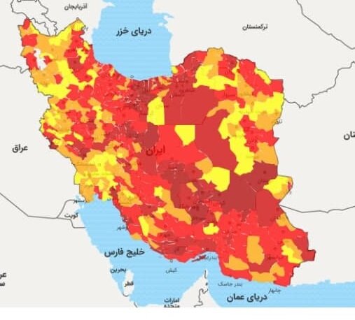 رنگ‌بندی کرونایی کشور در پایان تیرماه ۱۴۰۰