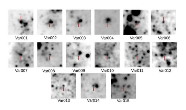 رصد ۱۵ ستاره متغیر جدید در یک کهکشان