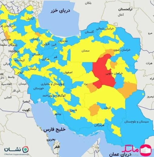 نقشه کرونایی کشور در ۱۳ آذر ۱۴۰۰/ پیش به سوی ایران آبی